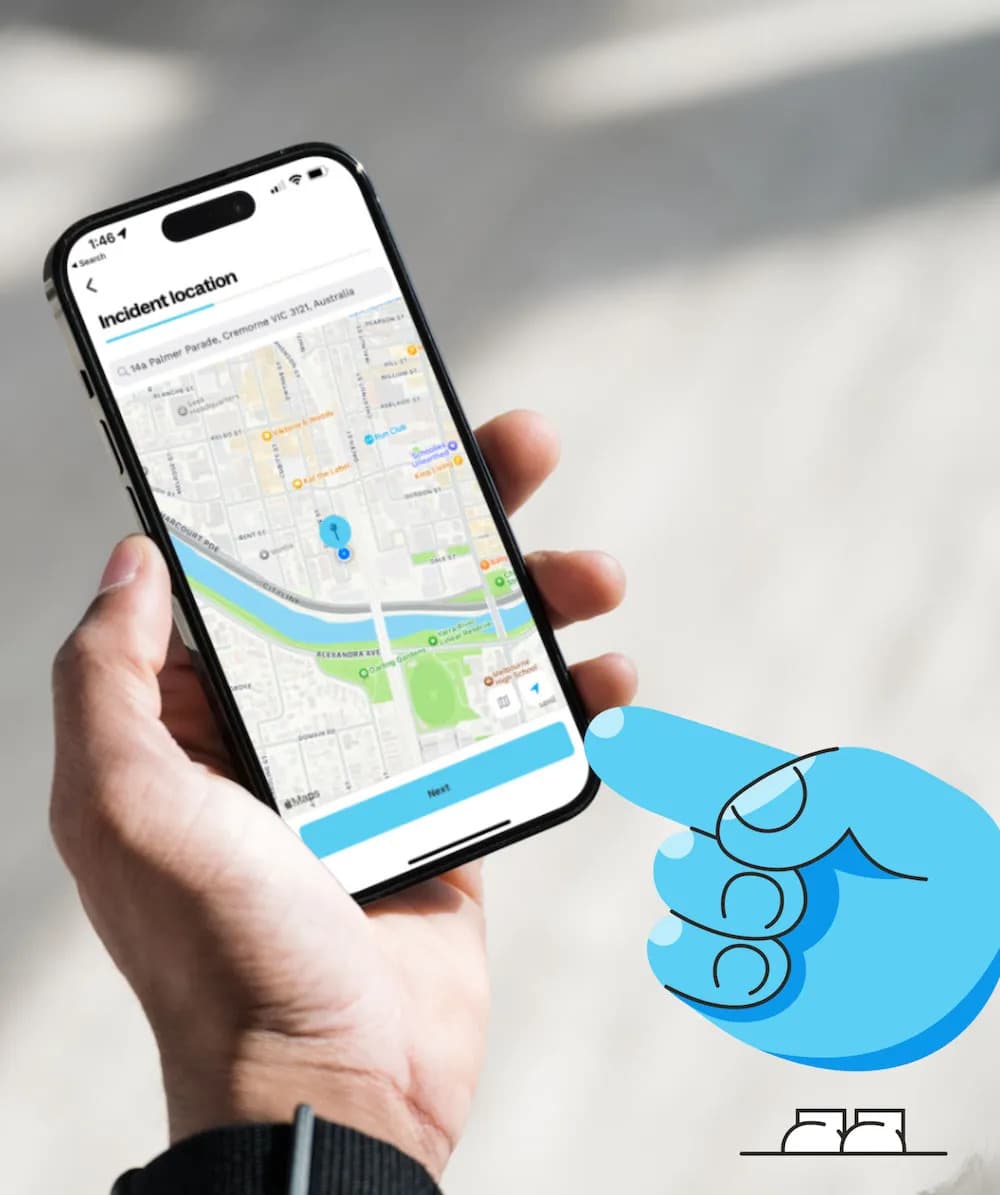 Mobile phone showing a map and complaint details